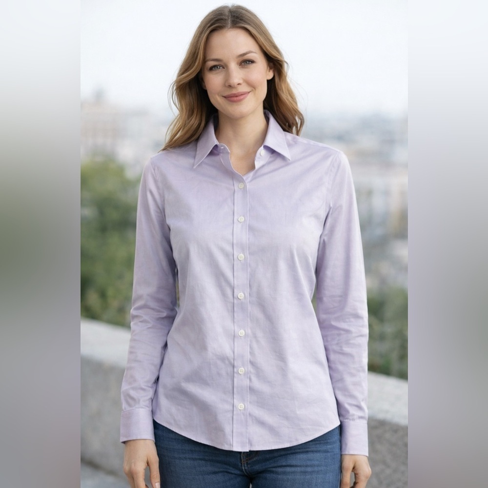 Brooks Brothers Lavender Collared Button-Up Top.   Size-6.   Business Casual
